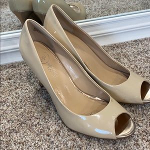 Nude Peep Toe Pumps